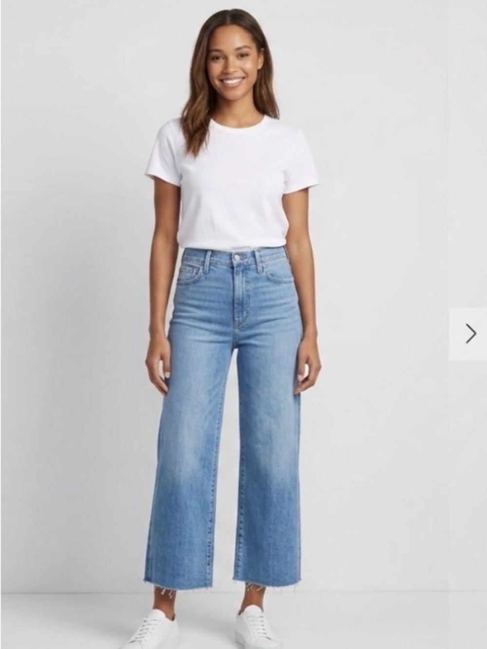 MOTHER The Roller Fray Cropped Wide Leg Jeans Medium Wash 27